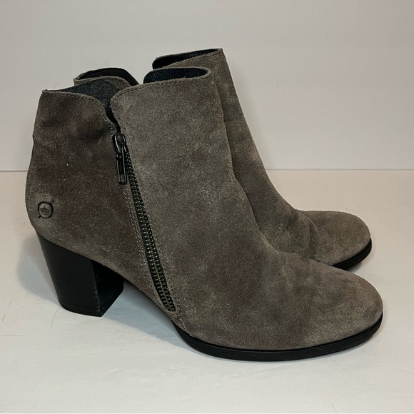 Born Gray Suede Zippered Ankle Boots - Picture 2 of 13